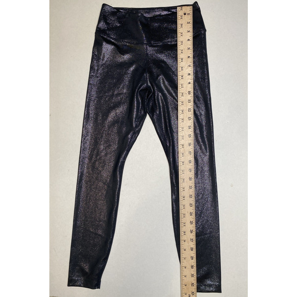 Nike Pants Womens Sz Small Black Silver Shimmer Athleisure Running Gym Leggings - Picture 7 of 10